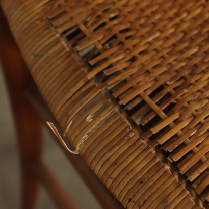 Sechs Stühle Buche indischer Rohrstock Vintage Italien 50er Jahre