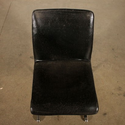 Set of Chair Leatherette Chromed Tubular Vintage Italy 1970s