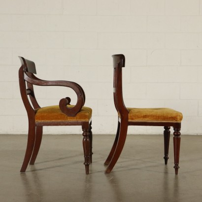 Pair of Armchairs and four Chairs Mahogany France 19th Century