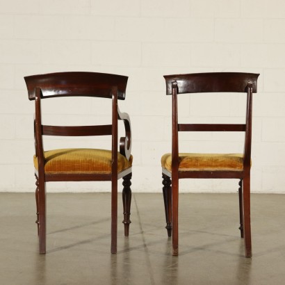 Pair of Armchairs and four Chairs Mahogany France 19th Century