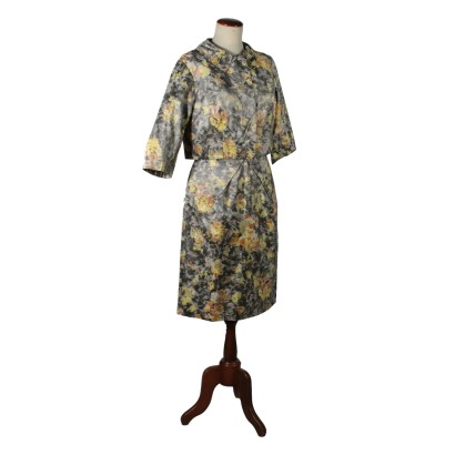 Vintage Dress with Yellow Floral Print 1950s