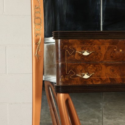 Buffet with Mirror Burl Rosewood Veneer Vintage Italy 1940s