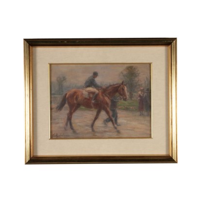 Horse with Jockey Carlo Balestrini Painting 19th Century