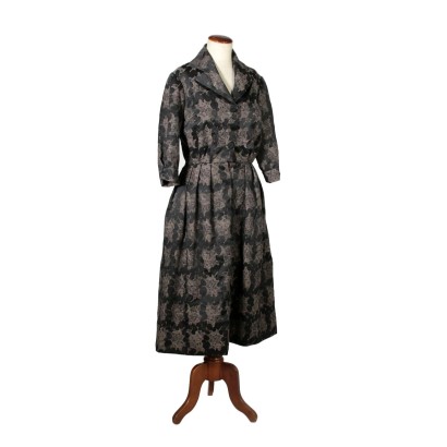 Robe Vintage à Motifs Noir et Marron