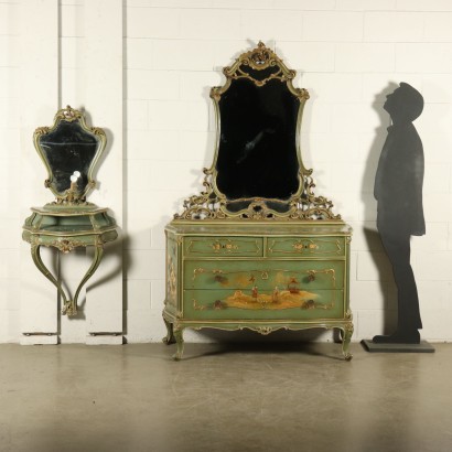 Chest of Drawers and Console Table with Mirror Italy 20th Century