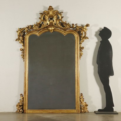 Large Carved Gilded Mirror Italy 19th Century