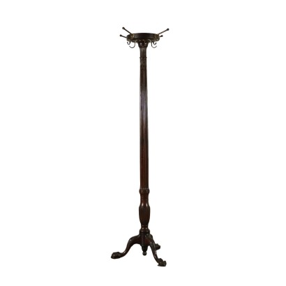 Revival Coat Rack Brass Mahogany England 20th Century