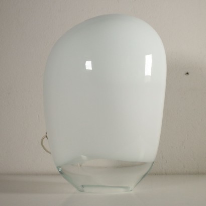 Glass Table Lamp with Dimmer Vintage Italy 1980s