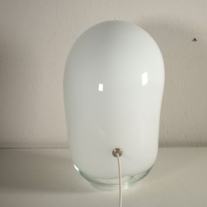 Glass Table Lamp with Dimmer Vintage Italy 1980s