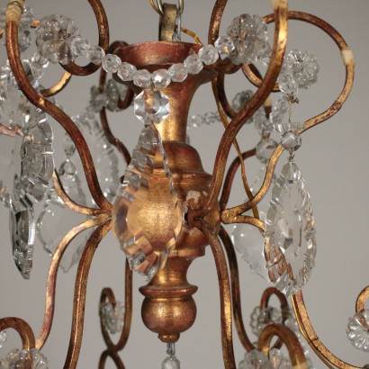 Glass Chandelier Six Arms Vintage Italy 20th Century