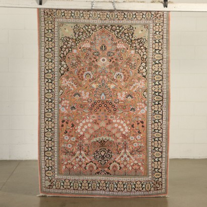 Tapis Srinagar Coton Laine Soie Fabrication manuelle Inde Années 90