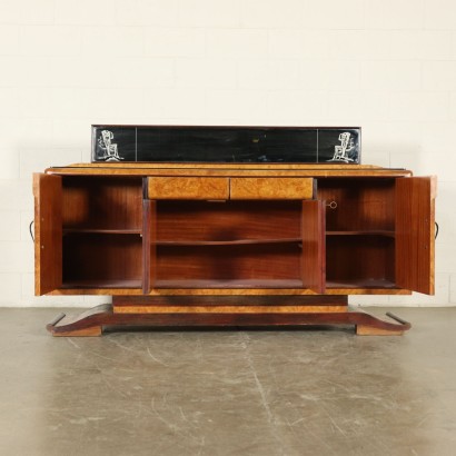 Buffet with Mirror Burl Rosewood Veneer Vintage Italy 1920s-1930s