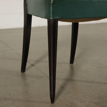 Set of Chairs Ebonized Wood Leatherette Vintage Italy 1950s