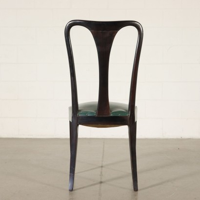 Set of Chairs Ebonized Wood Leatherette Vintage Italy 1950s
