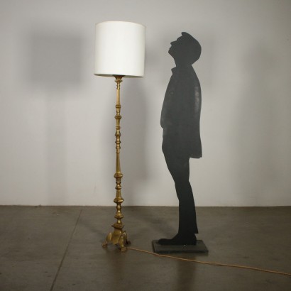 Floor Lamp with Lampshade Brass Italy 20th Century