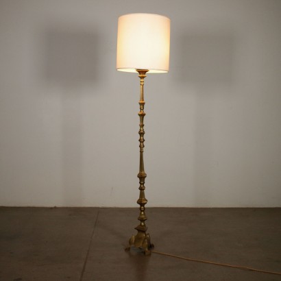 Floor Lamp with Lampshade Brass Italy 20th Century