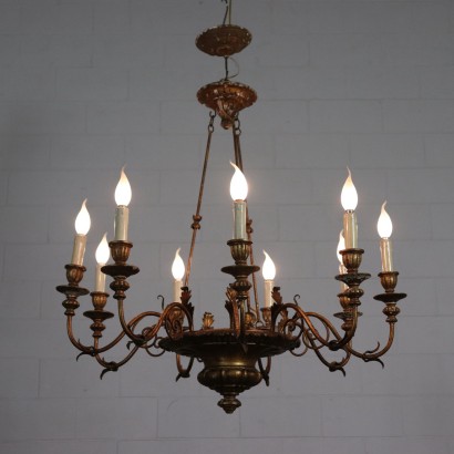 Chandelier Carved Gilded Wood Italy 20th Century