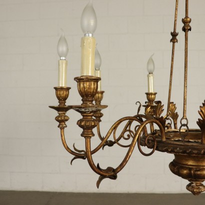 Chandelier Carved Gilded Wood Italy 20th Century