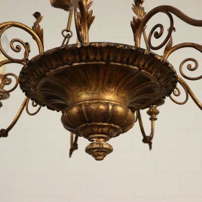 Chandelier Carved Gilded Wood Italy 20th Century