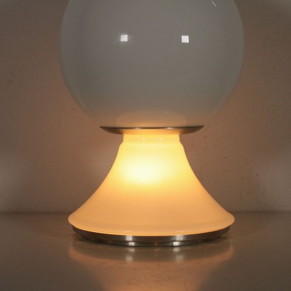 Table Lamp Glass Metal Vintage Italy 1970s