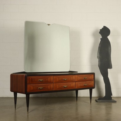 Vintage Buffet With Mirror in Rosewood Veneer Italy 1950s-1960s