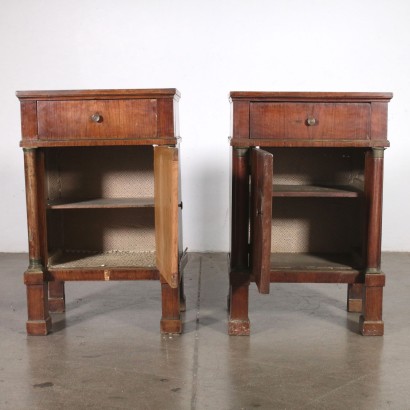 Pair of Empire Nightstands Walnut Italy Early 1800s