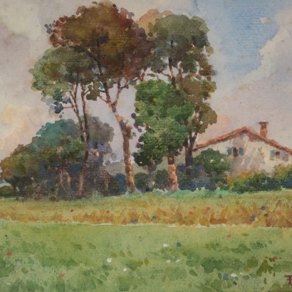 Landschaft von Antonio Pasetto Sommer außerhalb von S. Cristoforo 1924