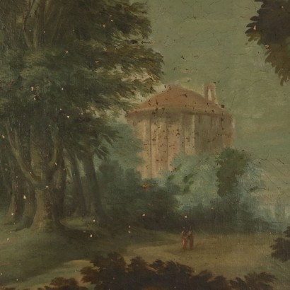 Landscape with River and Figures Painting 18th Century