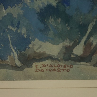 Aquarell von Carlo d'Aloisio da Vasto 20. Jahrhundert