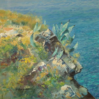 Marine Landscape by Carlo Perindani Capri Painting 20th Century