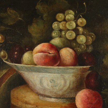 Nature morte avec des fruits et des huîtres.