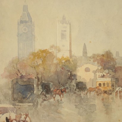 Watercolor by Giano Scalatelli London Late 19th Century