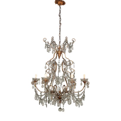 Chandelier with Glass Pendants Italy 20th Century