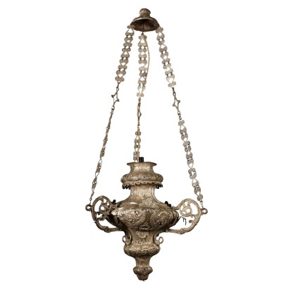 Silver-plated Lantern Chandelier Italy 19th Century