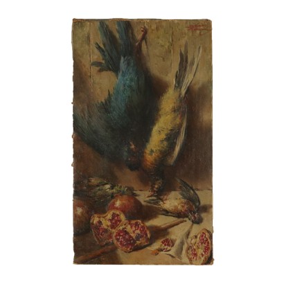 Still Life with Birds and Pomegranates by Riccardo Pellegrini 1915