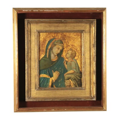 Sainte Vierge avec Enfant Ecole Toscane Tempera et or sur Table '800