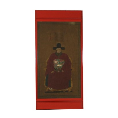 Portrait of Chinese Dignitary Tempera on Canvas 20th Century