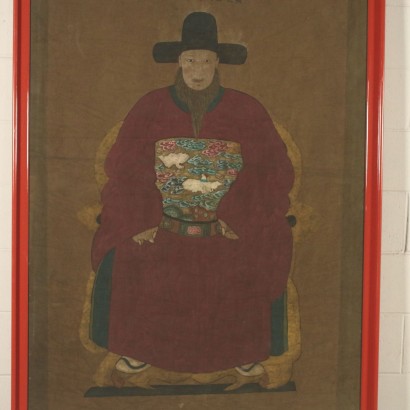Portrait of Chinese Dignitary Tempera on Canvas 20th Century