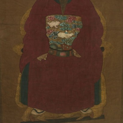 Portrait of Chinese Dignitary Tempera on Canvas 20th Century