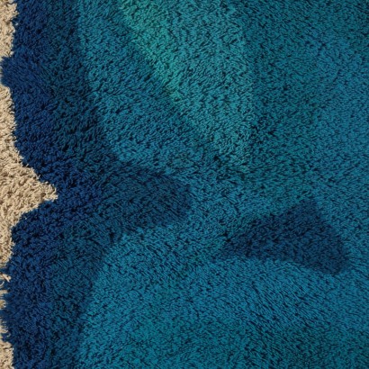 Vintage Shaggy Ocean Rug 1970s-1980s