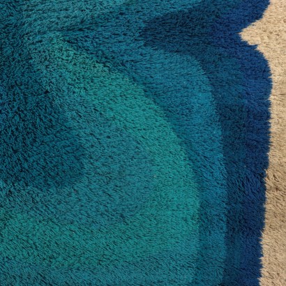 Vintage Shaggy Ocean Rug 1970s-1980s