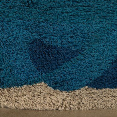 Vintage Shaggy Ocean Rug 1970s-1980s