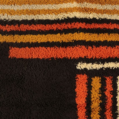 Tapis Vintage Shaggy Géométrique Mélange de Laine Années 70-80