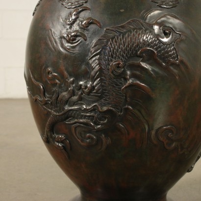 Bronze Vase Dark Patina Made in Japan 19th Century