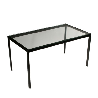 Table by Gae Aulenti Glass Top Metal Vintage Italy 1980s-1990s