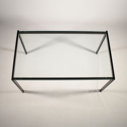 Table by Gae Aulenti Glass Top Metal Vintage Italy 1980s-1990s