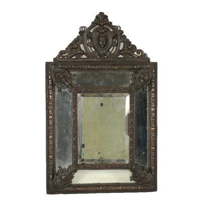 Miroir Umbertino Bronze Bois Verre Italie Fin'800 Début '900