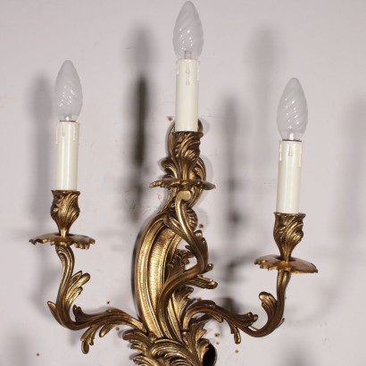 Elegant Pair of Sconces Gilded Bronze Italy Early 1900s