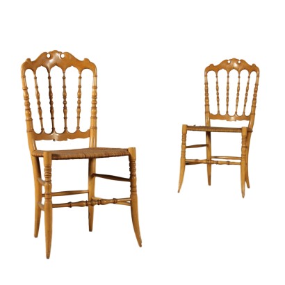 Pair of Chiavarina Chairs Maple Italy 19th Century