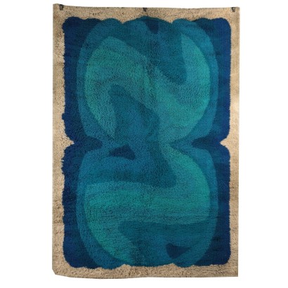 Vintage Shaggy Ocean Rug 1970s-1980s